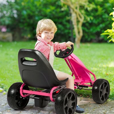 Go Kart Pedal Car Kids Ride On Toys Pedal Powered 4 Wheel Adjustable Seat Pink/Black 6 Go Kart Pedal Car Kids Ride On Toys Pedal Powered 4 Wheel Adjustable Seat Pink/Black - Image 4