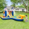 Costway Inflatable Water Slide Park Bounce House Splash Pool Water Cannon With 735W Blower
