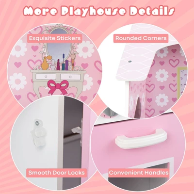 Costway Kids Kitchen Playset & Dollhouse 2-In-1 W/ Accessories & Furniture For Toddlers 10 Costway Kids Kitchen Playset & Dollhouse 2-In-1 W/ Accessories & Furniture For Toddlers - Image 8