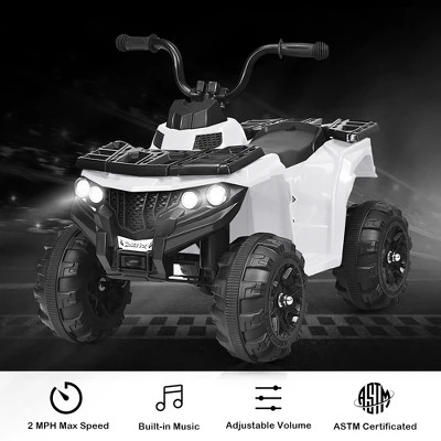 Costway Kids Ride On 4 Wheeler Electric Toy Car ATV Quad 6V Battery Power Led Lights White 5 Costway Kids Ride On 4 Wheeler Electric Toy Car ATV Quad 6V Battery Power Led Lights White - Image 3