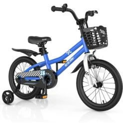 Costway 16'' Kid's Bike With Removable Training Wheels & Basket For 4-7 Years Old White/Blue/Red/Skyblue -Kiddie Kingdom Store GUEST aa9c68b9 4126 44d7 bbba 560564e7bc29