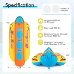 Costway 3-Person Inflatable Banana Boat With Boating & Water Sports 3 EVA-padded Seats -Kiddie Kingdom Store GUEST aafd056f 8f12 4672 be2a 9a97ac0e3750