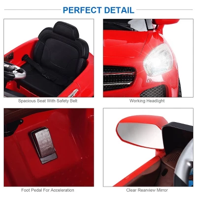 Costway 6V Kids Ride On Car RC Remote Control Battery Powered W/ LED Lights MP3 Red 8 Costway 6V Kids Ride On Car RC Remote Control Battery Powered W/ LED Lights MP3 Red - Image 6