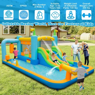 Costway Inflatable Water Slide Giant Kids Bounce House Park Splash Pool With 750W Blower 4 Costway Inflatable Water Slide Giant Kids Bounce House Park Splash Pool With 750W Blower - Image 2