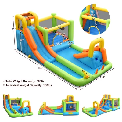 Costway Inflatable Water Slide Park Bounce House Climbing Wall W/ 750W Blower 3 Costway Inflatable Water Slide Park Bounce House Climbing Wall W/ 750W Blower