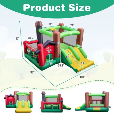 Costway Farm Themed Inflatable Castle Kids Bounce House W/ Double Slides 3 Costway Farm Themed Inflatable Castle Kids Bounce House W/ Double Slides