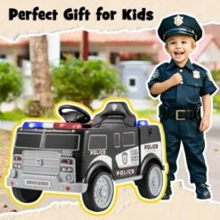 Costway Kids Ride On Police Car With 3 Speeds Megaphone Music FM Radio Flashing Lights -Kiddie Kingdom Store GUEST acc0c107 f671 40f2 b556 76533c836b03