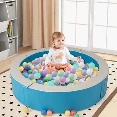 Costway 44.5" X 10" Baby Ball Pit Detachable Foam Ball Pit With 50 Colorful Ocean Balls Blue/Pink 3 Costway 44.5" X 10" Baby Ball Pit Detachable Foam Ball Pit With 50 Colorful Ocean Balls Blue/Pink