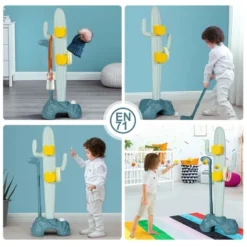 Costway 3-in-1 Sports Activity Center W/Golf & Ring-Toss Cactus Toy Stand -Kiddie Kingdom Store GUEST adac569f bef9 45db a9f8 d652df551153