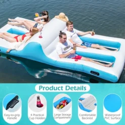 Costway Giant 4 Person Inflatable Island Lake Floating Lounge Raft W/ 130W Electric Air Pump -Kiddie Kingdom Store GUEST aea723bc 399a 4e9c 8121 d1bb0f271af3