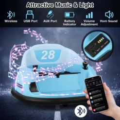 Costway 12V Electric 360° Spin Car Toy Ride On Bumper Car For Toddlers With Remote Control Light Blue/Pink/Red/Purple -Kiddie Kingdom Store GUEST b0557245 95da 4e4b bb91 22540c706d56