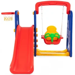 Costway 3 In 1 Junior Children Climber Slide Swing Seat Basketball Hoop Playset -Kiddie Kingdom Store GUEST b0bb8638 0258 4f2c 8d50 f713d1dab386