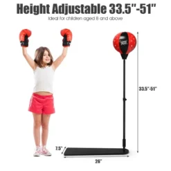 Costway Kids Punching Bag W/Adjustable Stand Boxing Gloves Boxing Set, Red -Kiddie Kingdom Store GUEST b25c6fd4 3638 4402 8f5d 554322fa76ca