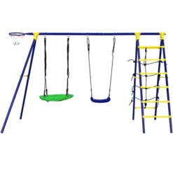 Costway 5-In-1 Outdoor Kids Swing Set W/ Heavy Duty Swing Frame & Ground Stakes Backyard -Kiddie Kingdom Store GUEST b282e482 70ab 4421 95e2 edb5f57593e6