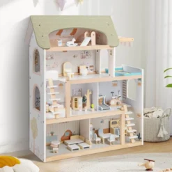 Costway Kids Wooden Dollhouse 4-Story Modern Doll House With 33Pcs Furniture Accessories 14 Costway Kids Wooden Dollhouse 4-Story Modern Doll House With 33Pcs Furniture Accessories -Kiddie Kingdom Store GUEST b456d25e 615a 4a0e b99d 51a494dc5a94