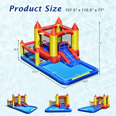 Costway Inflatable Water Slide Castle Kids Bounce House Indoor & Outdoor Without Blower 3 Costway Inflatable Water Slide Castle Kids Bounce House Indoor & Outdoor Without Blower