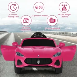 Costway 12V Kids Ride On Car Maserati GranCabrio Licensed W/ Remote Control& Lights Pink -Kiddie Kingdom Store GUEST b8783f54 d41e 4f4d 907d b47905d5390c