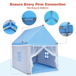 Costway Kids Play Tent Large Playhouse Children Play Castle Fairy Tent Gift W/ Mat PinkBlue -Kiddie Kingdom Store GUEST b8fd11c1 df56 4bcc b44e 2ae141998dc3
