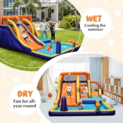 Costway Inflatable Waterslide 4-in-1 Kids Bounce Castle With Splash Pool（With 750W Blower） -Kiddie Kingdom Store GUEST b9f0cb86 1bac 4df4 9fbd 8009dd9a8ca8