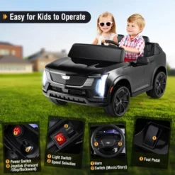 Costway 2 Seater Ride On Truck With Remote Control 3 Speeds LED Lights Horn Music Story Black/Pink/White -Kiddie Kingdom Store GUEST ba5d0dc8 bdd2 495b 9ab9 3bac54e8f0a8