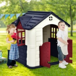 Costway Kid's Playhouse Games Cottage W/ 7 PCS Toy Set & Waterproof Cover -Kiddie Kingdom Store GUEST baf53239 83b4 4f84 afab b5691949dff9