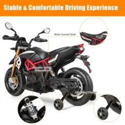 Costway 12V Kids Ride-On Motorcycle Motor Bike W/ Training Wheels Red Black -Kiddie Kingdom Store GUEST bc10bf06 eebf 4b0c 90e9 84fbc3629cbe