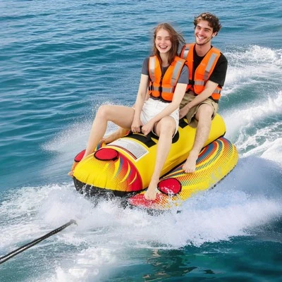 Costway 2 Person Inflatable Banana Boat With Boating & Water Sports 2 EVA-padded Seats 5 Costway 2 Person Inflatable Banana Boat With Boating & Water Sports 2 EVA-padded Seats - Image 3