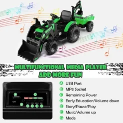 Costway 3-in-1 Kids Ride On Excavator Bulldozer 12V Electric Tractor Remote W/ Trailer -Kiddie Kingdom Store GUEST bcc82f96 84c5 4cd9 934d 5a640e716b60