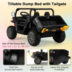 Costway 12V 2 Seater Ride On UTV Dump Truck Remote W/ Electric Dump Bed & Shovel -Kiddie Kingdom Store GUEST bd5a01bc 8db6 472c 8f2a 1721be0f49e7 1
