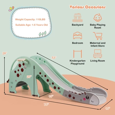 Costway 3 In 1 Kids Climber Slide Play Set W/ Basketball Hoop Indoor Outdoor Yellow/Green 3 Costway 3 In 1 Kids Climber Slide Play Set W/ Basketball Hoop Indoor Outdoor Yellow/Green