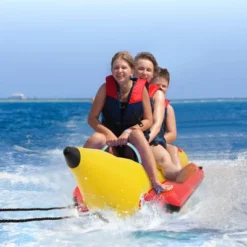 Costway 3-Person Inflatable Banana Boat With Boating And Water Sports Electric Air Pump