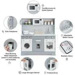 Costway Pretend Play Kitchen Wooden Toy Set For Kids W/ Realistic Light & Sound -Kiddie Kingdom Store GUEST be481a02 592d 4087 9ae2 96b7867d71c5