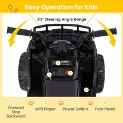 Costway Kids Ride On Electric ATV 6V 4-Wheeler Quad Car With One-Button Start Tread Tires Black/Navy/Red/Pink -Kiddie Kingdom Store GUEST bead99b2 9cf2 47b8 ba61 e384e36f652c