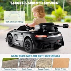 Costway Ride On Car Licensed Mercedes-AMG GT3 Kids Car With Remote Control 3 Speeds Black/Red/White -Kiddie Kingdom Store GUEST bfcd968b 9c54 46b2 b53c aa4c46eaee1c
