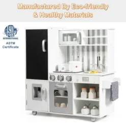 Costway Wood Kitchen Toy Kids Cooking Pretend Play Setw/ Utensils,Sounds & Wordpad White -Kiddie Kingdom Store GUEST c09eb2c0 7510 489f b46a 3a87e5ae9cd6