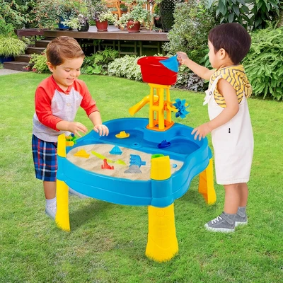 Costway Kids Sand And Water Table Activity Table Sandbox W/ 18 Pcs Accessories 5 Costway Kids Sand And Water Table Activity Table Sandbox W/ 18 Pcs Accessories - Image 3