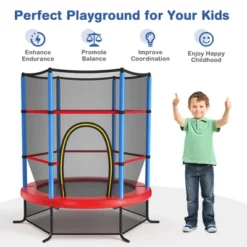 Costway 55" Kids Trampoline Bouncing Jumping Mat Recreational Trampoline W/Enclosure Net -Kiddie Kingdom Store GUEST c24c09f1 31f6 4c92 a0f1 562a9db53180