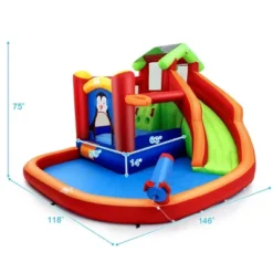 Costway Inflatable Slide Bouncer And Water Park Bounce House Splash Pool Water Cannon