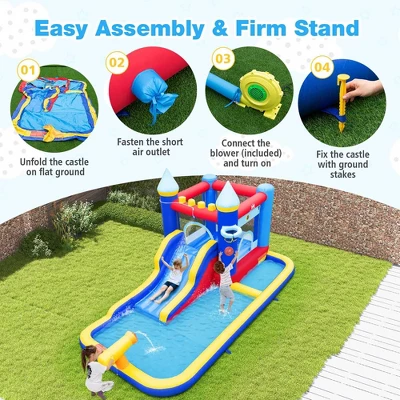 Costway 6-in-1 Inflatable Water Castle Kids Bouncer With 50 Ocean Balls & 735W Blower 9 Costway 6-in-1 Inflatable Water Castle Kids Bouncer With 50 Ocean Balls & 735W Blower - Image 7