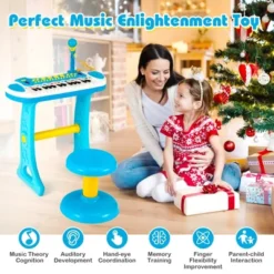 Costway 31 Key Kids Piano Keyboard Toy Toddler Musical Instrument W/ Microphone PinkBlue -Kiddie Kingdom Store GUEST c47b5949 d600 4e69 aefa f9a1740d5ea4