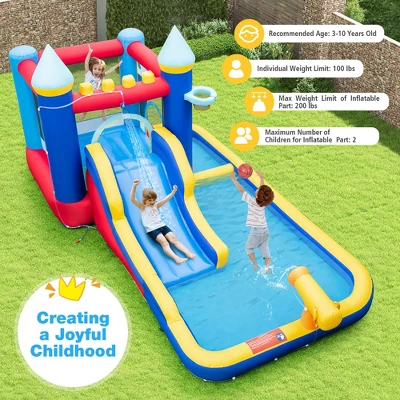 Costway 6-in-1 Inflatable Water Castle Kids Bouncer With 50 Ocean Balls & 735W Blower 6 Costway 6-in-1 Inflatable Water Castle Kids Bouncer With 50 Ocean Balls & 735W Blower - Image 4