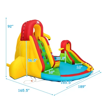 Costway Kids Inflatable Water Slide Bounce Park Splash Pool With Water Cannon & 550W Blower 4 Costway Kids Inflatable Water Slide Bounce Park Splash Pool With Water Cannon & 550W Blower - Image 2