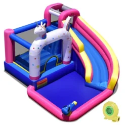 Costway Unicorn Theme Inflatable Water Slide Kids Bounce Castle W/ 480W Air Blower -Kiddie Kingdom Store GUEST c75f90e2 2955 42b6 afbd 683b042ba24f
