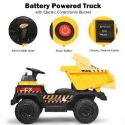 Costway 12V Battery Kids Ride On Dump Truck RC Construction Tractor W/ Electric Bucket & Electric Dump Bed -Kiddie Kingdom Store GUEST c7676935 7e48 4b94 8b21 0e297a1a212f