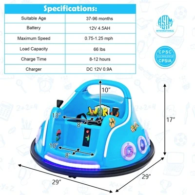 Costway 12V Kids Ride On Bumper Car Remote Control W/ Flashing LED Light & Music 4 Costway 12V Kids Ride On Bumper Car Remote Control W/ Flashing LED Light & Music - Image 2
