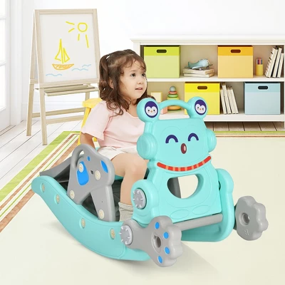 Babyjoy 4-in-1 Rocking Horse & Slide Set Toddler Slide Toy W/ Basketball Hoop 4 Babyjoy 4-in-1 Rocking Horse & Slide Set Toddler Slide Toy W/ Basketball Hoop - Image 2