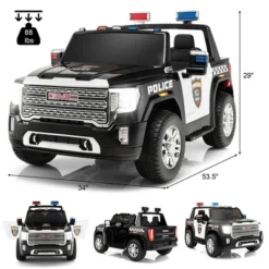 Costway 12V Licensed GMC Kids Ride On Police Car 2-Seater Truck W/Remote Control & Music -Kiddie Kingdom Store GUEST c81d1607 d4d1 4f61 86ac a8effc26609a