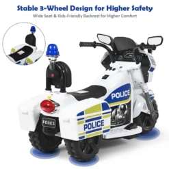 Costway 6V Kids Ride On Police Motorcycle Trike 3-Wheel W/ Headlight And Flashing Siren, White -Kiddie Kingdom Store GUEST c869578e cd85 4d99 8f47 d642e19d6c7e