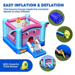 Costway Inflatable Bounce House 3-in-1 Elephant Theme Inflatable Castle W/ 735W Blower -Kiddie Kingdom Store GUEST c8943199 ce04 4742 a22f d96907f79d10