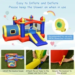 Costway Inflatable Castle Kids Bounce House W/ Slide Jumping & Playhouse Blower Excluded -Kiddie Kingdom Store GUEST c8a27f81 1dd0 41d1 8bf3 f1a3885db3ee